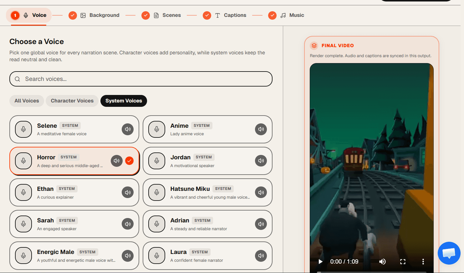 Brainrot Shorts voice over video editor — 5-step workflow