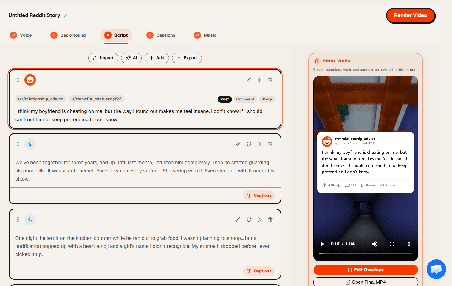 Brainrot Shorts Reddit story video generator