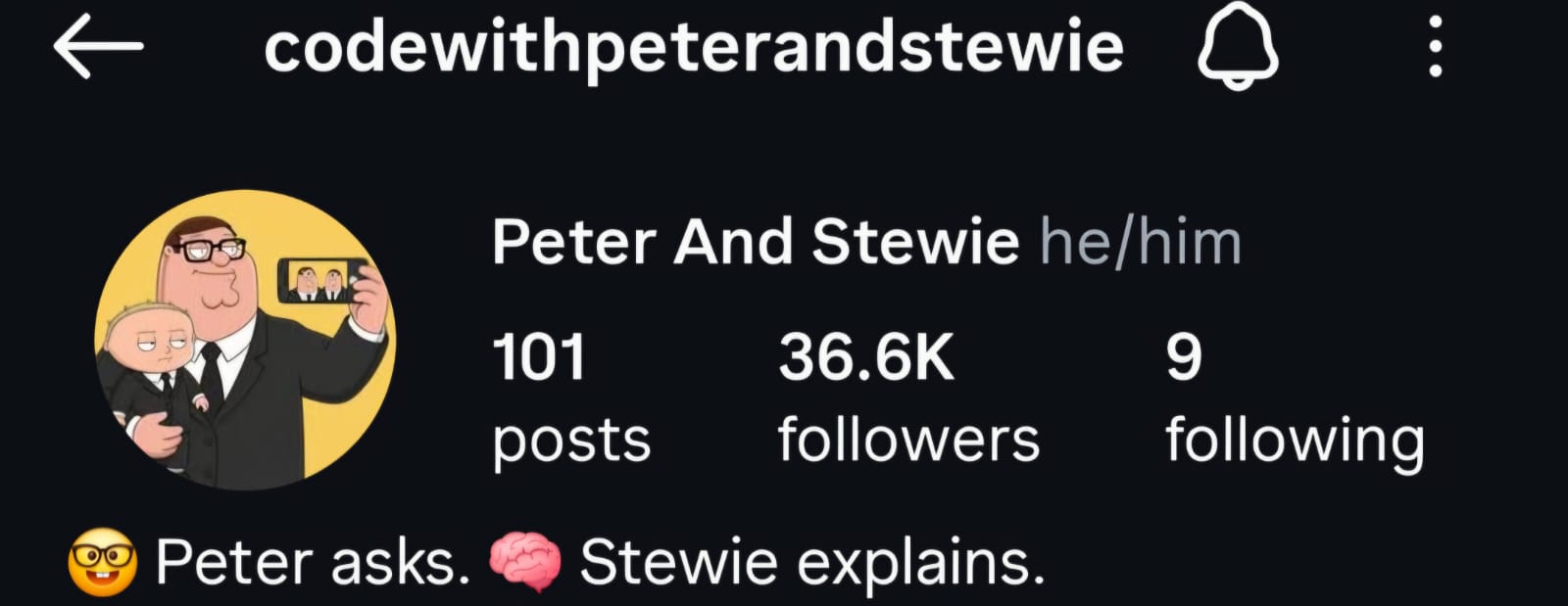 Code With Peter And Stewie Instagram profile